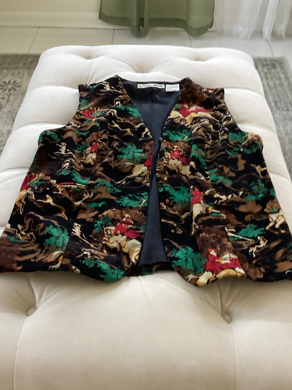 Chaus Vintage-Inspired Printed Velvet Vest - Multicolor